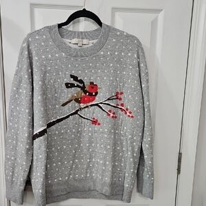 Gray Sweater with Bird Design
